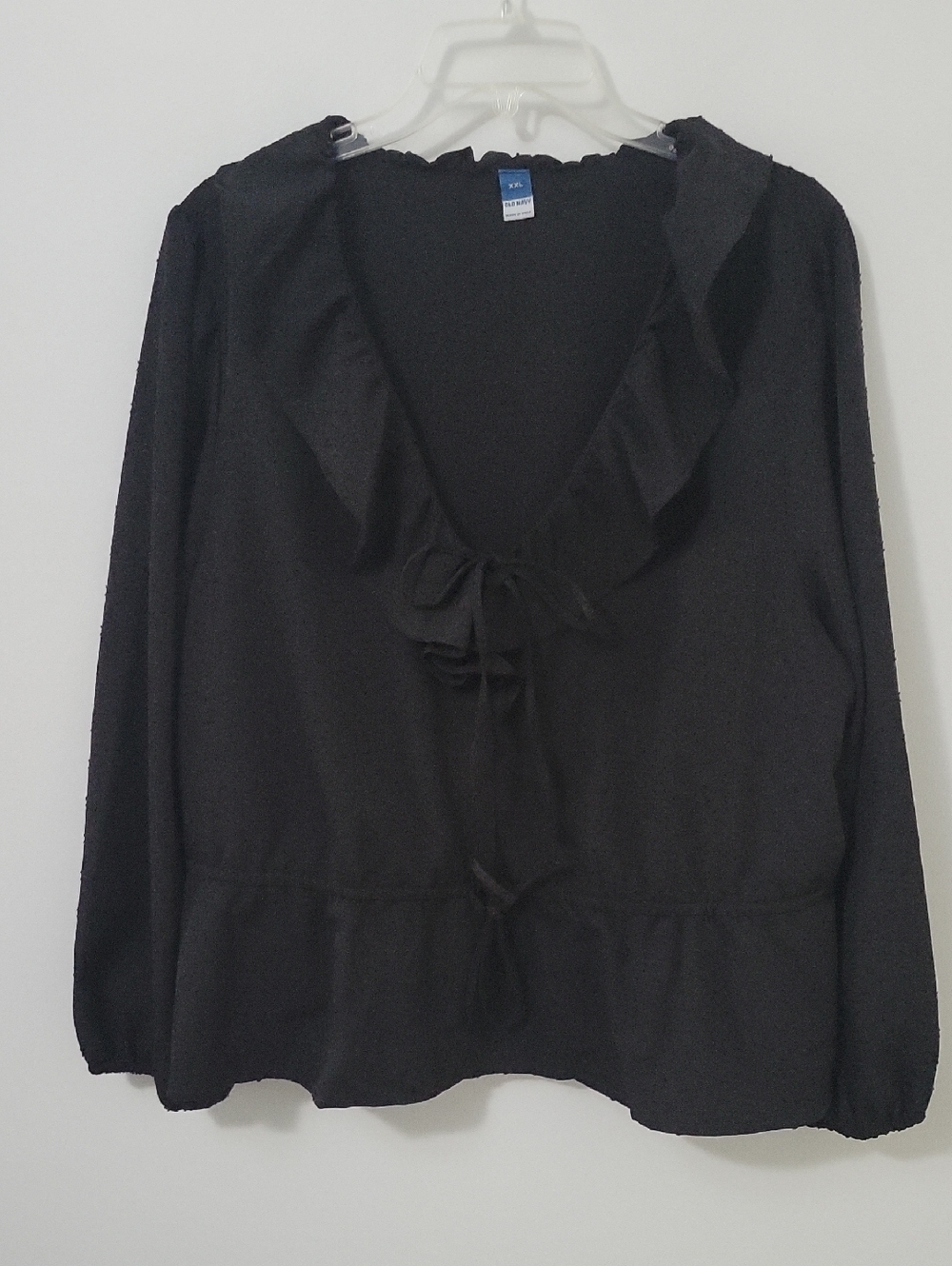 Old Navy Black Ruffle Swiss Dot Blouse, Size XXL